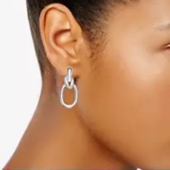 NAPIER Contemporary Silver Rounded Square Double Drop Earrings**NEW! - Picture 2 of 2